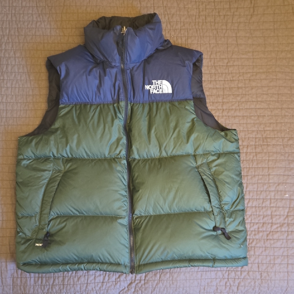 The North Face Navy and Forest Green Down Vest